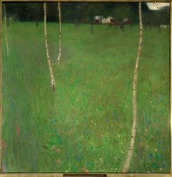 Bauernhaus mit Birken